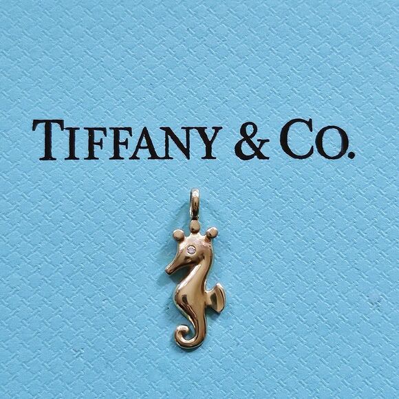 EXTREMELY RARE Tiffany & Co. 18k Yellow Gold Diamond Seahorse Charm Pendant - Picture 1 of 6